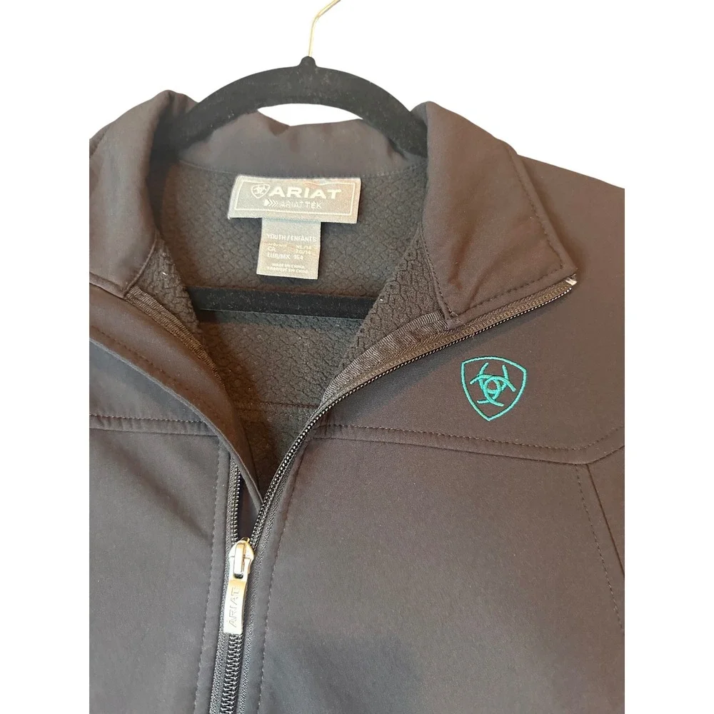 Ariat Kids Team Softshell Jacket Black Youth XL 10038984 Water Resistant